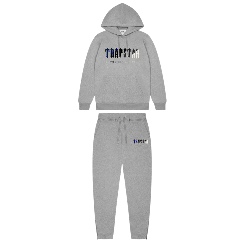 TRAPSTAR DECODED CHENILLE HOODED TRACKSUIT - GREY ICE EDITION 2.0