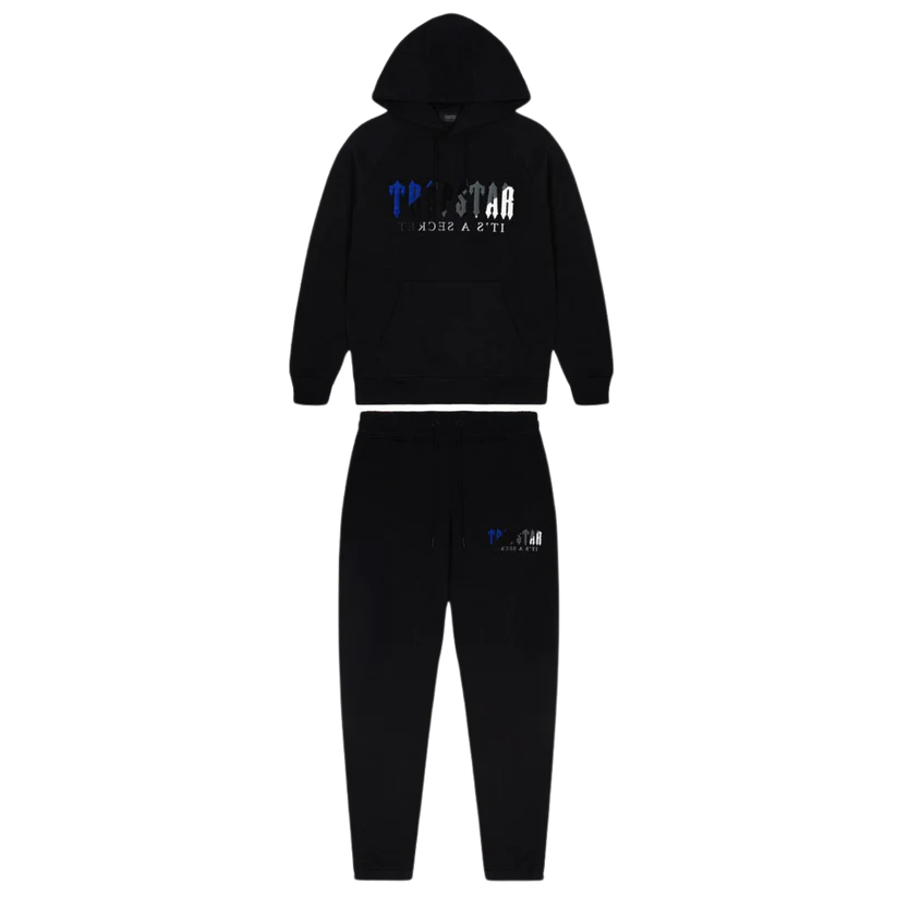 TRAPSTAR DECODED CHENILLE HOODED TRACKSUIT - BLACK ICE EDITION 2.0