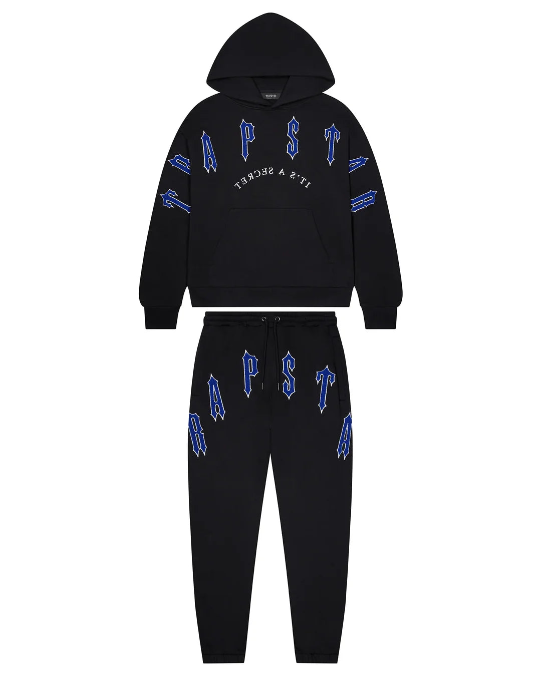 TRAPSTAR ARCH CHENILLE 2.0 TRACKSUIT - BLACK/BLUE COTTON BLACK
