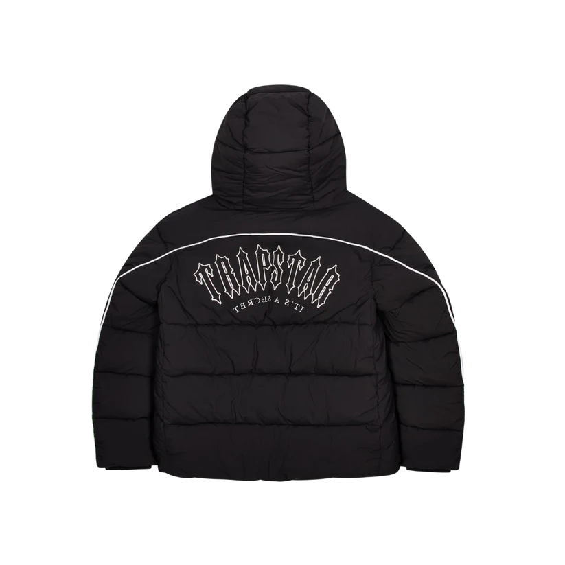TRAPSTAR IRONGATE ARCH PIPING PUFFER JACKET - BLACK / WHITE