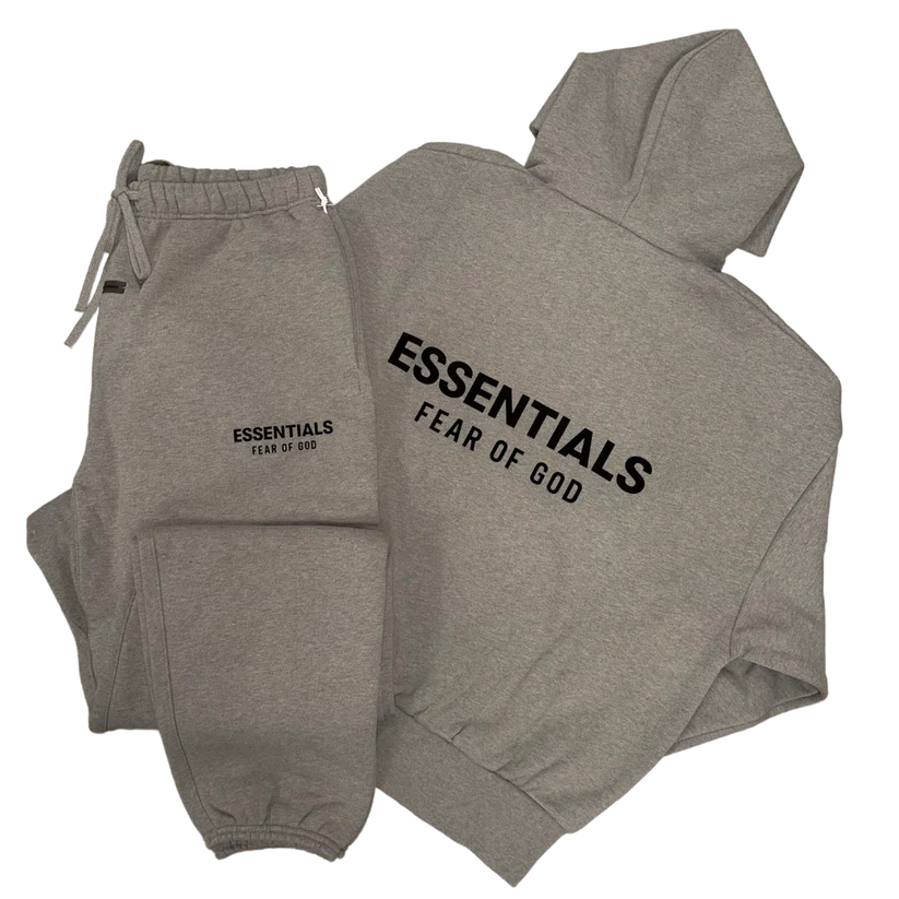FEAR OF GOD ESSENTIALS HOMESTEAD HEATHER BACK LOGO TRACKSUIT (SS25)