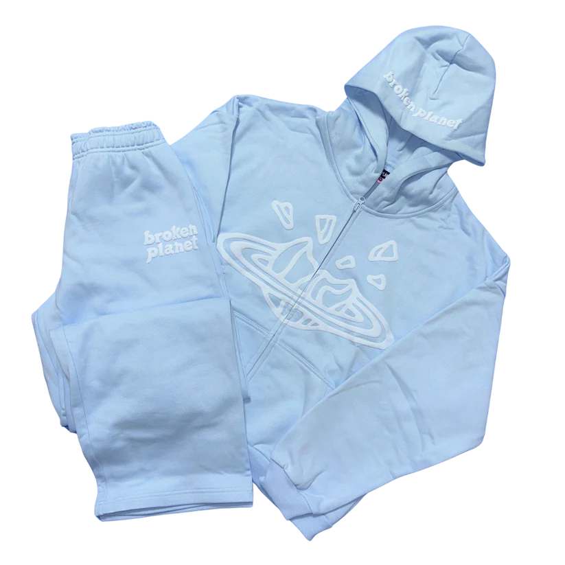 BROKEN PLANET SKY BLUE ZIP UP TRACKSUIT