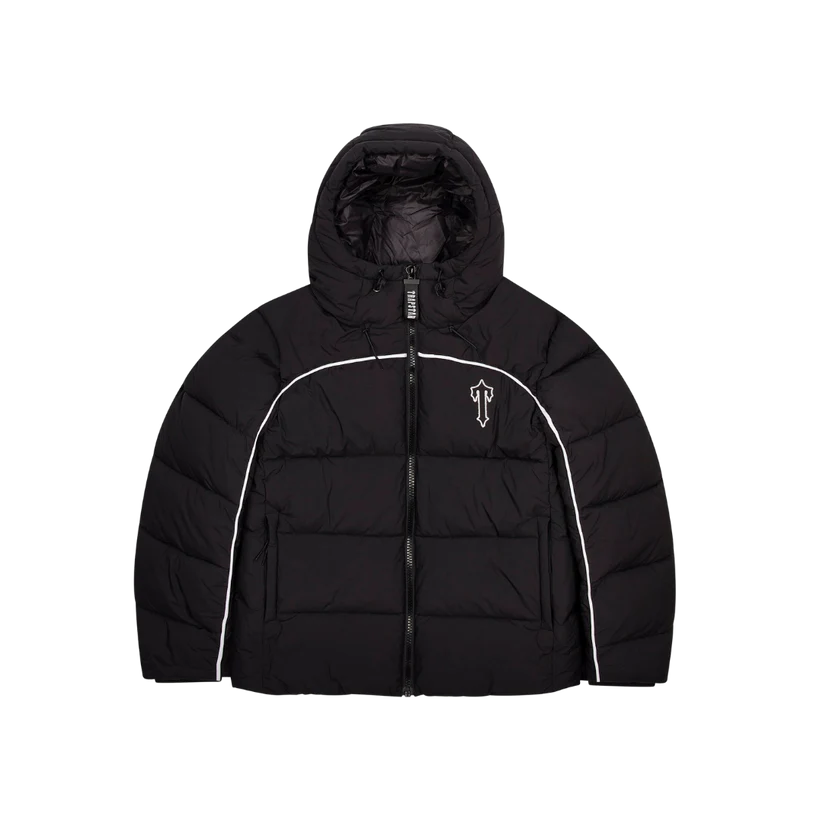 TRAPSTAR IRONGATE ARCH PIPING PUFFER JACKET - BLACK / WHITE