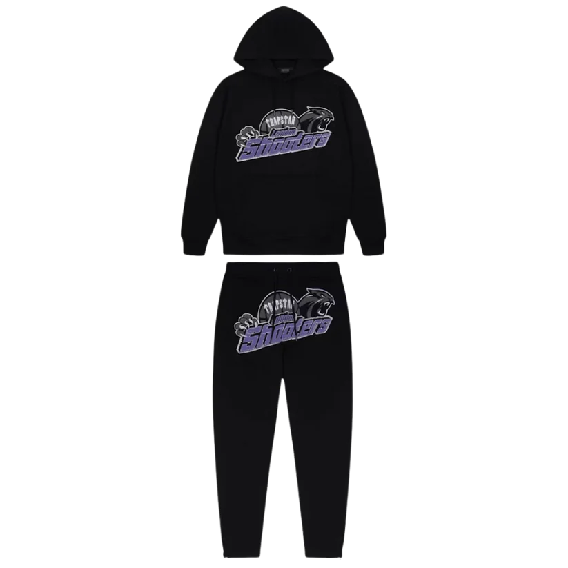 TRAPSTAR SHOOTERS HOODED TRACKSUIT - BLACK / PURPLE