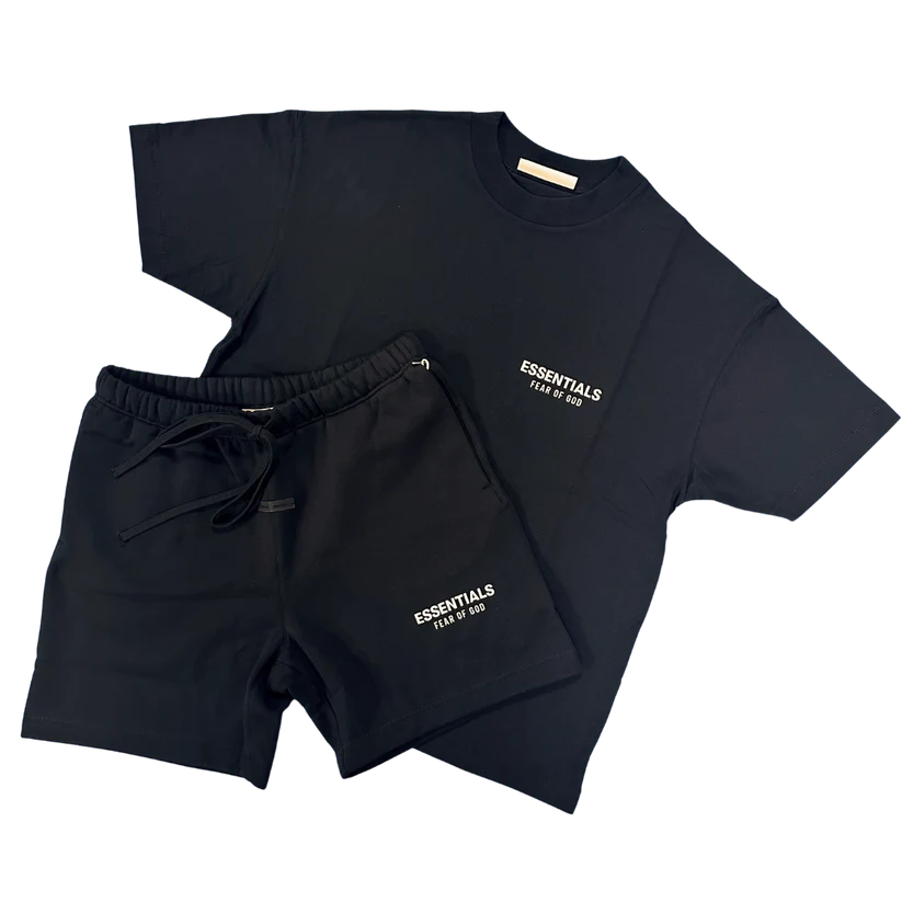FEAR OF GOD ESSENTIALS JET BLACK SHORT SET (SS25)