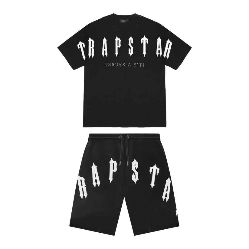 TRAPSTAR ARCH CHENILLE DECODED 2.0 SHORT SET - BLACK / WHITE